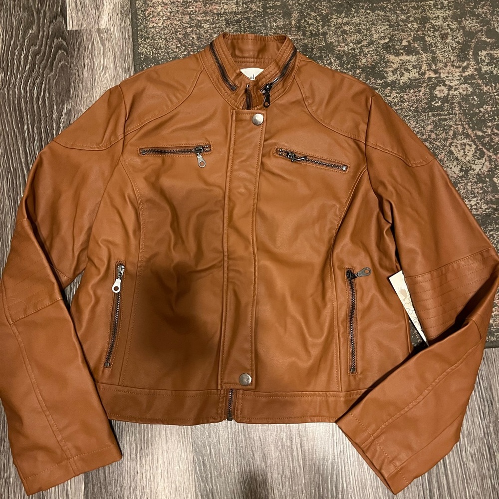 Brown / Cognac Faux Leather Jacket